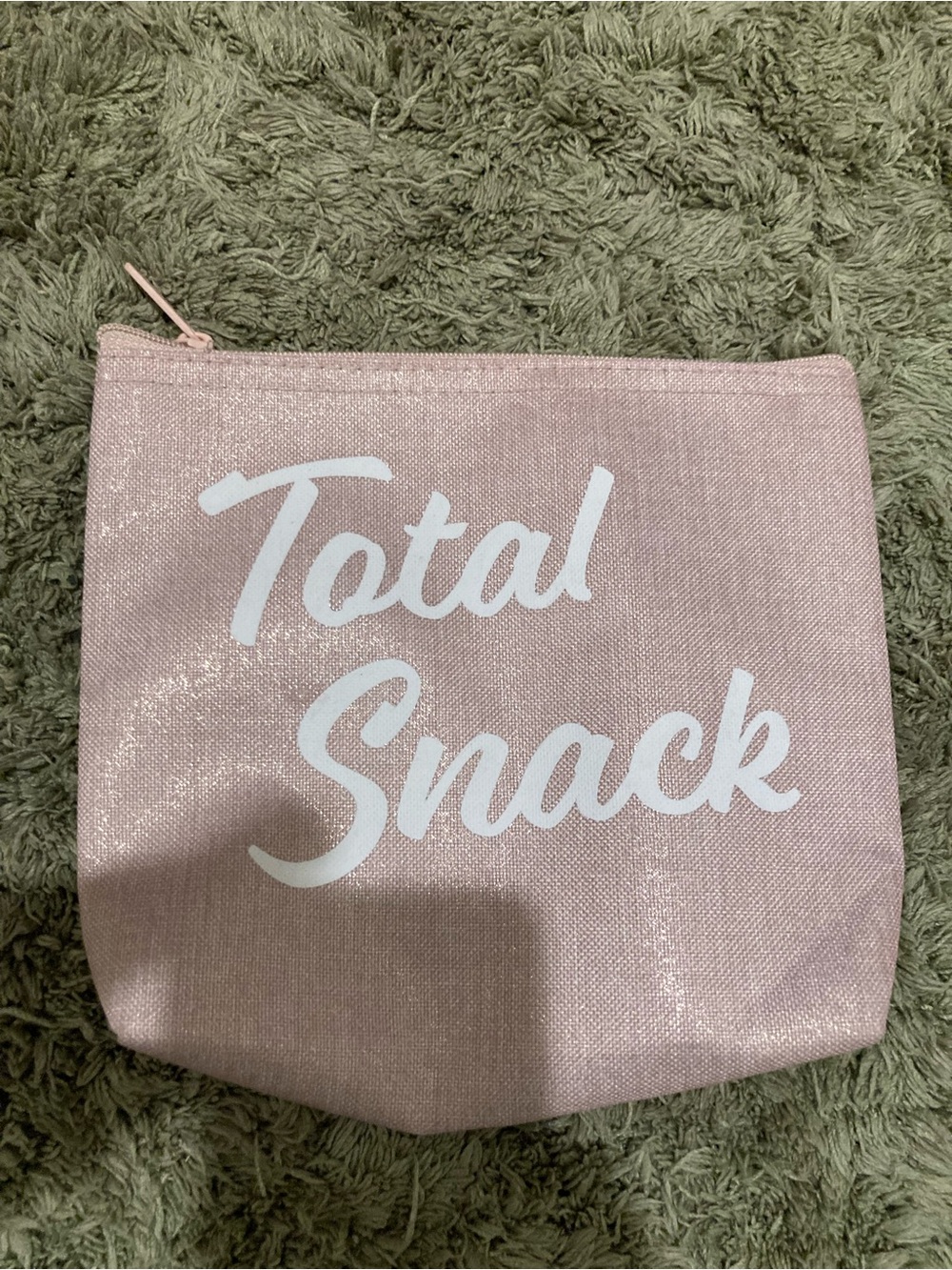 'Total Snack' Pink Glitter Makeup Pouch